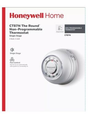 NWT Honeywell Home CT87N "The Round" Non-Programmable Thermostat